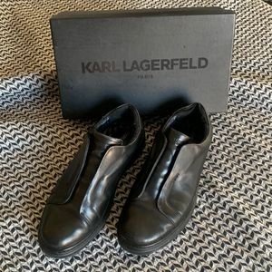 Karl Lagerfeld Paris Men’s Black Leather Dress Shoes